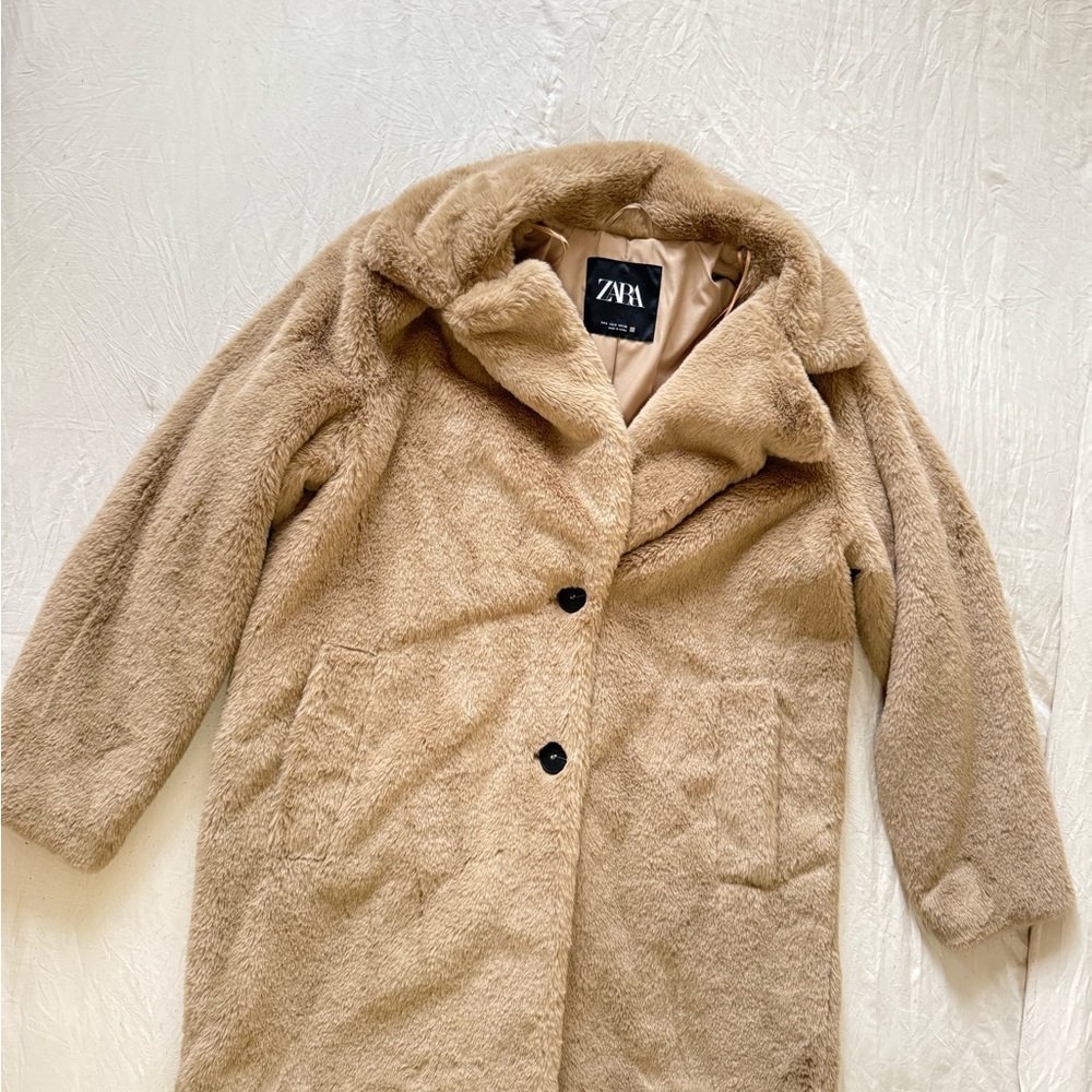 Zara Tan Faux Fur Coat